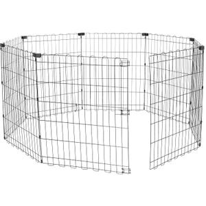 Amazon Basics Foldable Octagonal Metal Exercise Dog Playpen - Indoor/Ou, , Blacktdoor, No Door, Small (8 Panels, 24 x 30), Easy to assemble, store, and customize, 30" - Small, Black