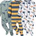 Gerber Baby-boys Fleece Footed Pajamas 3-pack (6-9 Months, Dinos)