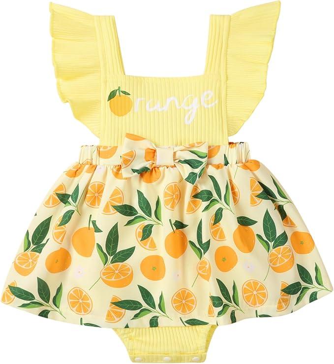 Valcatch Baby Girl Romper Dress Floral 1st Birthday Outfit Sleeveless Summer Bodysuit Newborn Toddler One Piece Jumpsuit, 0-3M