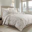 Levtex Home - Becker Taupe Comforter Set - King Comforter + Two King Pillow Cases - Ikat - Taupe, Grey and Cream - Comforter (106 x 94in.) and Pillow Cases (36 x 20in.) - Cotton