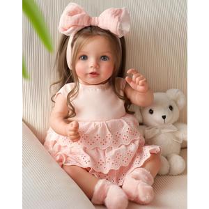BABESIDE Lifelike Reborn Baby Dolls Dara - 20 Inch Realistic-Newborn Baby Doll Brown Hair Girl Handmade Real Life Toddler Dolls with Clothes and Toy Accessories Gift for Kids Age 3+ (Large)