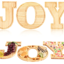 AWIZOM 3 Pcs Christmas Charcuterie Boards JOY Wooden Serving Platters Christmas Pine Wood Trays Wooden Snack Cookie Dish Plates for Home Kitchen Xmas Holiday Housewarming Dinnerware Presents