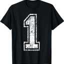 Sports Jersey Grunge Number 1 Team Player Birthday Graphic T-Shirt, Kids 10