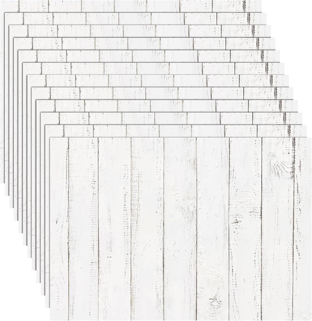 35 Pcs Miniature Dollhouse Wallpaper Self-Adhesive Mini DIY Floorboards Wall Paper Real Life DIY Decoration for Dollhouse (Wood Grain White)