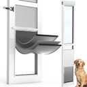 [Petoasis] Dog Door for Sliding Glass Door,Upgrade Magnetic 3 Flap Extreme Weather Doggy Door,Fit 76-3/8" ~ 80-5/8" Sliding Door Dog Door Insert,Large Doggie Door for Sliding Door(L)