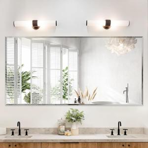 Frameless Beveled Edge Bathroom Mirror 36x72 Inch Rectangle Wall Mirror Explosion Proof and Shatterproof Bathroom Vanity Mirror Wall Mounted Hang Firmly (Horizontal or Vertical)