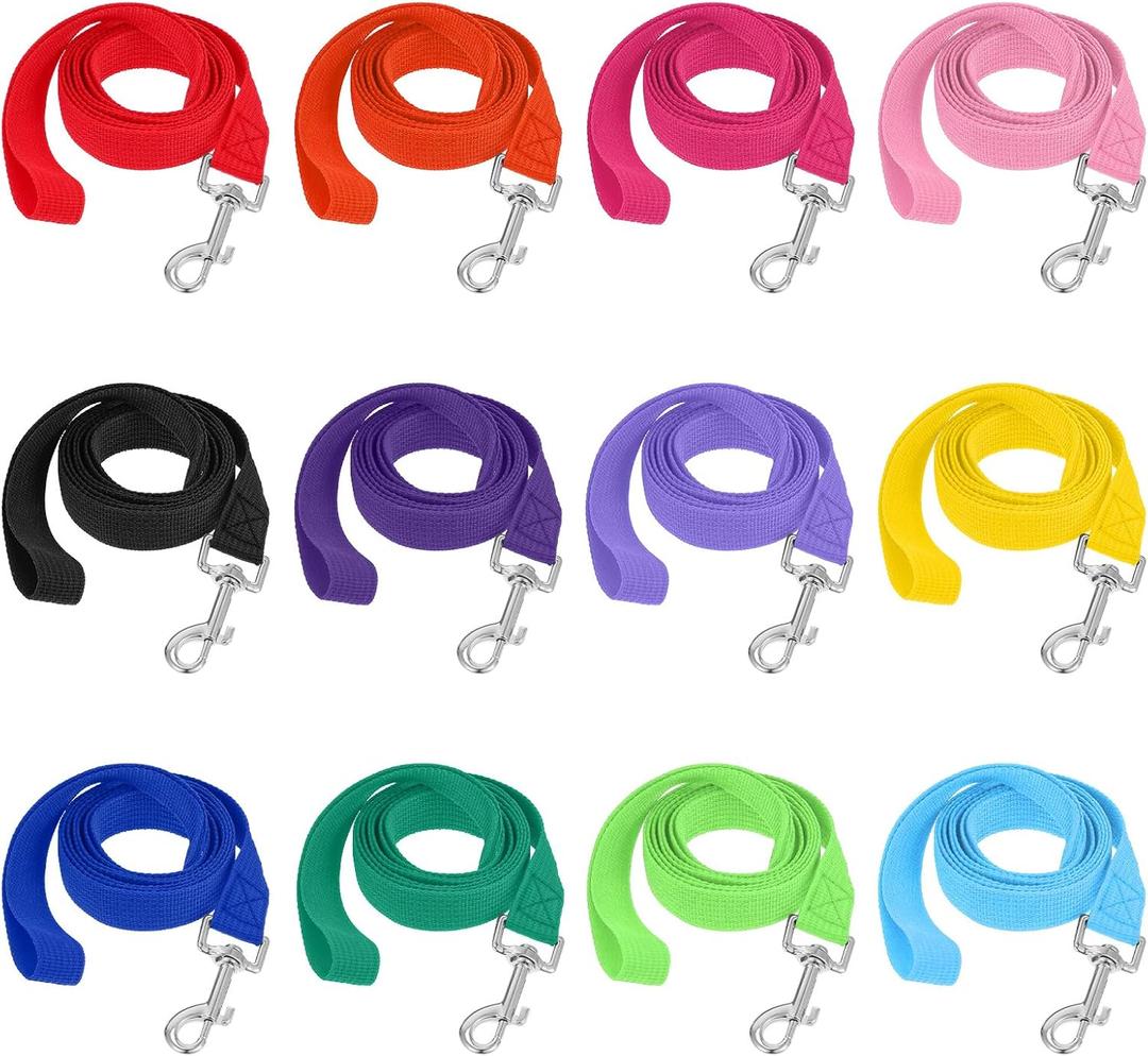 12 Pcs Dog Leash Bulk 5ft Puppy Leashes 12 Colors Dog Training Leashes for Small, Medium Puppy Training, Walking, Camping, Play Backyard