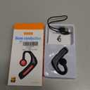 Open Ear Headphones Wireless Bluetooth Single Bone Conduction Wireless Earbuds with Earhooks Bone Conduction Headphones Bluetooth Head Set Earphones IPX5 Waterproof Long Battery Life Earpiece Black