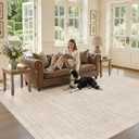 Nakagishi 10x14 Area Rugs Living Room: Washable Large Vintage Beige Rug Neutral Non-Slip Soft Stain Resistant Indoor Carpet for Bedroom Nursery Dining Room Under Table Bed Home House Office Playroom