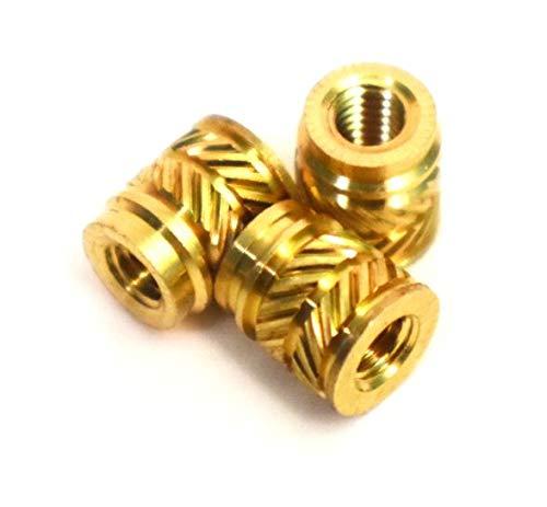 [ J&J Products, Inc ] M3 Brass Insert 50pcs,5.5mm OD, 6.4 mm Length, Female M3 Thread, Press Fitting or Heat Sink or Injection Molding Type, 50 pcs