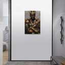 African King Wall Art African American Wall Art Afro King Crowns Portrait Artwork Picture Abstract Canvas Prints Painting Framed for Living Room Bedroom Home Decor Framed(28''W x 44''H)