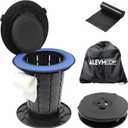ALEVMOOM XXL Portable Toilet - 19.7" H Taller Wider Collapsible Foldable Camping Toilet with Lid, Strap, Bag - Adjustable for Camping, Hiking, Travel and Car (13"x13"x13.8", Black-10Gen)