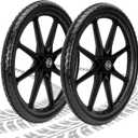 Upgraded 20" Flat Free Wheels Compatible with rubbermaid Wheelbarrow Tires, 20" Flat Free Tires with 5/8" Bearings Replacement for rubbermaid Cart Wheels/Big Wheel Utility Carts(5/8" Bearings) (5/8 inch bearing, Black)