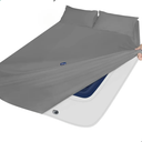 Deep Pocket Twin Sheets Set for Kids Air Mattress - Extra Deep Pocket Twin Sheet Sets - 3Pcs Side Storage Pocket Fitted Sheet & Pillowcases Easily Fits 16in to 24in Pillow Top Bed Mattress(Grey)