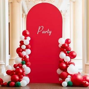 Red Arch Backdrop Cover, 6FT Spandex Fitted Wedding Arch Stand Covers 2-Sided Round Top Chiara Arch Backdrop Cover for Wedding Ceremony Birthday Party Baby Shower Banquet Decoration