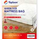TopSoon 2PK Mattress Bag  Clear Plastic Mattress Disposal Bag  Moving & Storage Cover for Mattress or Box Spring  Heavy-Duty Mattress Moving Supplies (1.5mil,Queen 60" x 14" x 100")