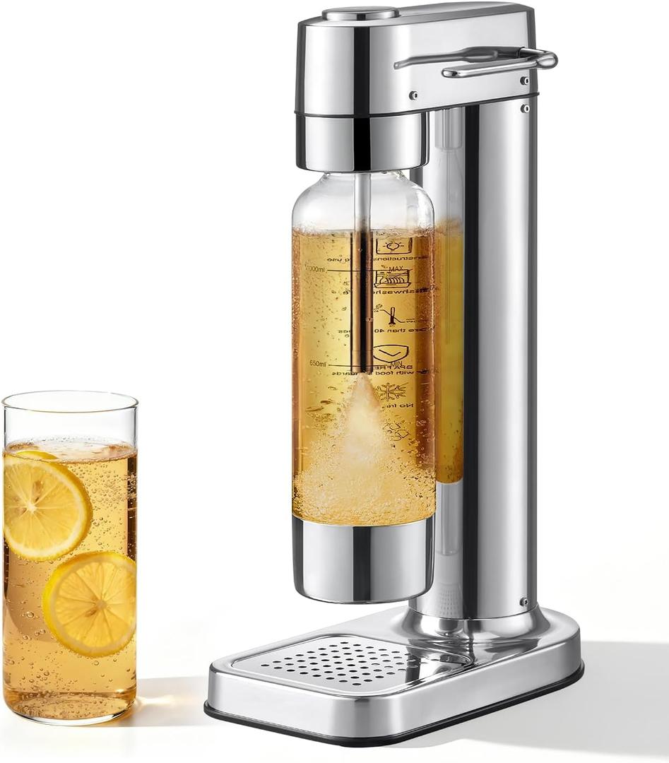Sparkling Water Maker, Soda Maker with 1L PET Carbonating Bottle, Large