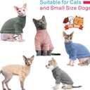 Idepet Sphynx Hairless Cats Sweater Shirt Kitten Soft Puppy Clothes Pullover Cute Cat Pajamas Jumpsuit Cotton Apparel Pet Winter Turtleneck for Cats and Teacup Chihuahua(2 Pack-Blue&Pink,S)