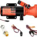 RV Macerator Pump 12V,Portable Macerator Waste Pump,12GPM Suction 3.2 feet Lift 10 feet with Garden Hose Discharge Port,Quick Release Sewage Pump with Fresh Water Rinse and Manual Crushing Function.