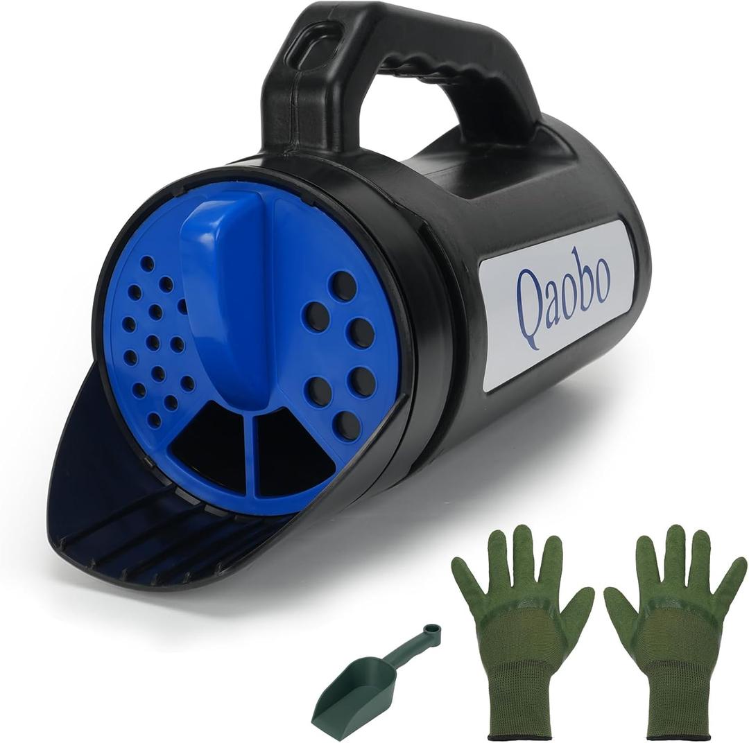 Qaobo 3-Adjustable-Setting Handheld Spreader, Multi-Use Lawn Spreaders for Fertilizer, Grass Seed, Salt and Ice Melt, Portable Spreader for Yard and Garden Snow Removal - Up to 80 Oz