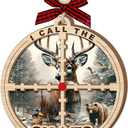 4 x Hunting Christmas Ornament 2025 - Deer Hunting Ornament for Christmas Tree - Deer Gifts for Hunters, Dad, Husband, Brother - Two-Layer Wooden Ornament Hanging Decoration, Outdoor Gift Ideas