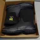 TIDEWE Rubber Boots for Men, 5.5mm Neoprene Insulated Rain Boots with Steel Shank, Waterproof Mid Calf Hunting Boots, Sturdy Rubber Work Boots for Farming Gardening Fishing (12, Black)