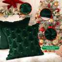 Lanpn Christmas 14x14 Throw Pillow Covers Set of 2, Winter Star Chrismas Tree Throw Pillow Cases Soft Plush Faux Fur Wool 14 x 14 Winter Cushion Cover for Indoor Home Bedroom Couch Sofa Decor (Green)