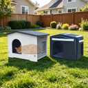 Plastic 100% Insulated Outdoor Indoor Cat House for Winter, Outdoor Cat Houses with Insulated Liner, Waterproof Outside Cat Shelter, Assemble Easily-Grey