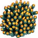 Sunnydaze 70-LED Outdoor Christmas Lights - Indoor or Outdoor String Lights - 22-Foot Lighted Length - 5mm Wide Angle Style Bulbs - Orange