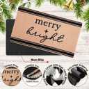 Nuanchu 2 Pcs Christmas Coir Doormats Outdoor Merry Bright Welcome Door Mats Layered Front Door Rugs Non Slip Black White Buffalo Floor Mats for Xmas Porch Entryway Indoor Outdoor Decor