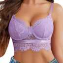 Avidlove Lace Bralettes for Women Y2k Strap Bustier Cami Top V Neck Camisole Lingerie (XX-Large, Lilac)