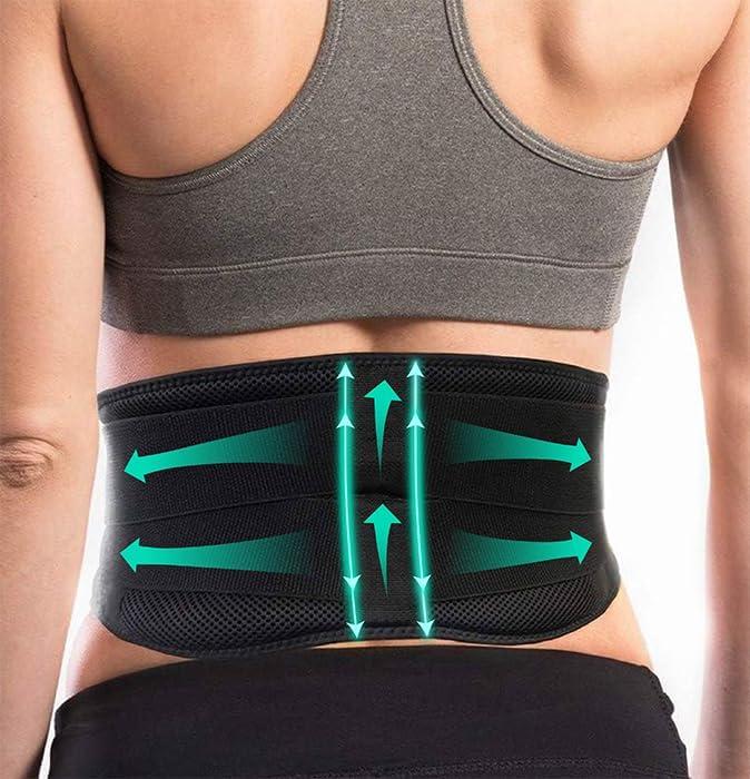 AllyFlex Sports Lightweight Back Brace for Men & Women Under Uniform, Dual Medical 3D Lumbar Pads for Lower Back Pain Relief, Breathable Mesh with Adjustable Stapes for Back Stress - L (Large (Pack of 1))