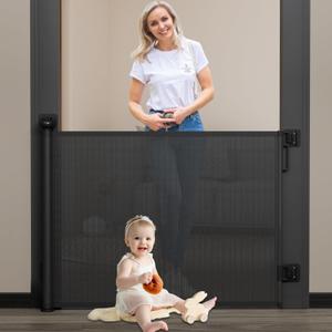 Babepai Baby Gate - No Drill, Punch Free Retractable, Extends to 54" Wide, Stair & Doorway Gate for Indoor/Outdoor Use