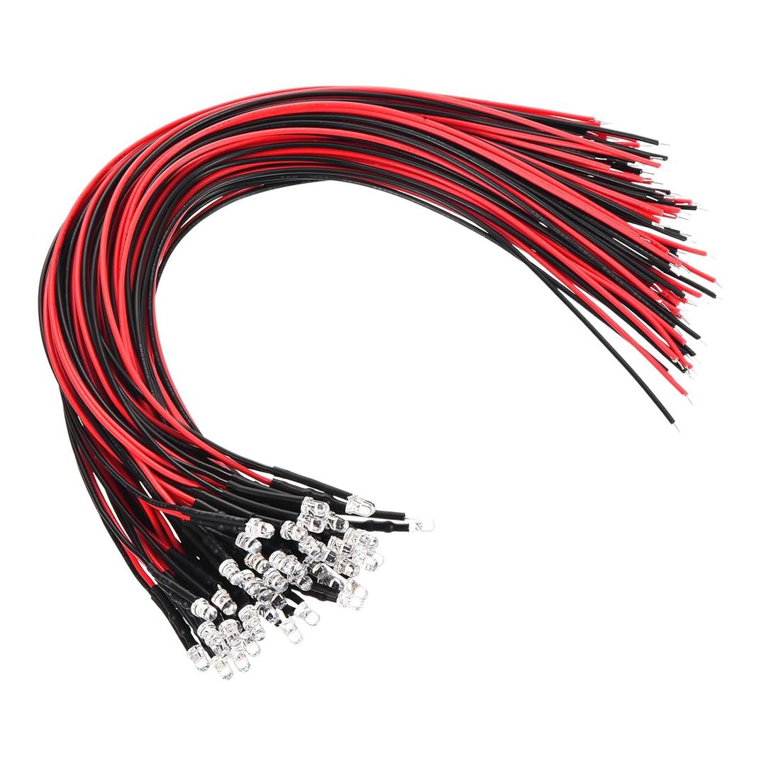 PATIKIL 3mm Warm White LED Diode Light, 40 Pcs 3V DC Pre Wired Mini LED Lights Bulb Light-Emitting Lamp for RC DIY Indicator Lighting, Warm White Light