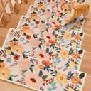 RORA Bullnose Stair Treads for Wooden Steps,Non-Slip Peel and Stick Stair treads Stair Carpet for Indoor Runner and Pets,Floral Stair Rugs,Soft Washable Staircase 14pcs 29.5 ''x9.5 ''x1.5 ''