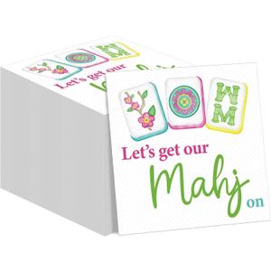 Gueevin 30 Pcs Mahjong Napkins Cocktail Paper 6.5 x 6.5 Inches Mahjong Party Supplies Decorations Accessories Gifts for Casual Gatherings Game Nights Bridal Showers Birthday Christmas Party (Fresh)