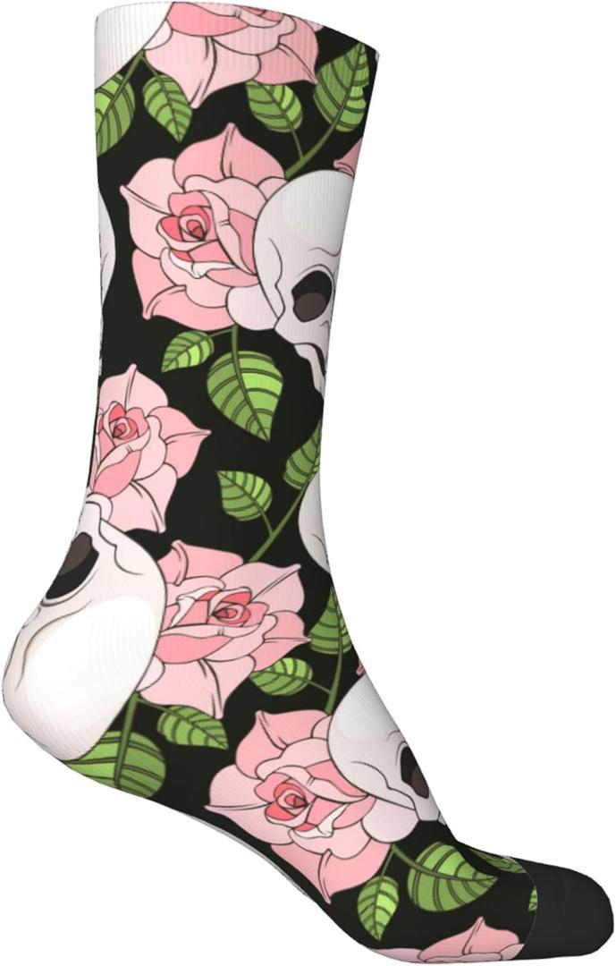 Cute Pink Pig Socks for Men Women, Christmas Stocking Stuffers, Funny Crew Socks Warm Gifts (Black)