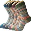 Senker Fashion Wool Socks for Women, Stocking Stuffers Christmas Gifts for Women Mom Her Boot Warm Crew Sock for Winter (Large, Blue Dark Blue Brown Red Green)