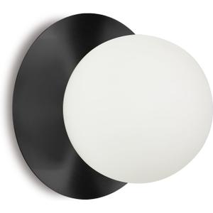 1 Light Wall Sconce, Mid Century Modern Globe Wall Sconce, Ceiling Light Fixture, Vanity Light Fixture, Indoor Wall Light for Living Room Bedroom Hallway Bathroom Entry (Matt Black)