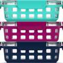 Ello Duraglass 3.4 Cup Meal Prep Sets 6Pc, 3 Pack Set- Glass Food Storage Container with Silicone Sleeve and Airtight BPA-Free Plastic Lids, Dishwasher, Microwave, and Freezer Safe, Berry