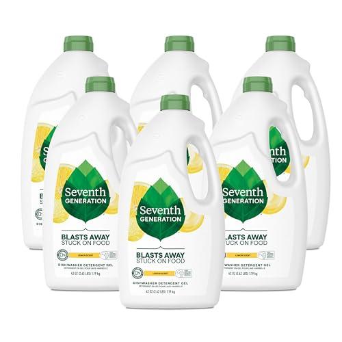 Seventh Generation Dishwasher Detergent Gel Liquid Soap Lemon Scent Dish Detergent 42 oz, Pack of 6