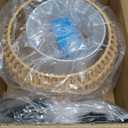 Arc Floor Lamps for Living Room Rattan Boho Floor Lamp with Remote Control,Dimmable LED Floor Lamps Wicker Lamp Shades Black Standing Lamp with 3 Color Temperature Tall Floor Lamp For Bedroom Corner (12.5 Inch, Yellow)