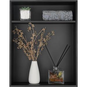 JQK Shower Niche No Tile Need, 18"14" Matte Black Bathroom Insert Shelf 2 Layer, 304 Stainless Steel Recessed Shower Caddy Organizer Storage, SNL1814D-PB