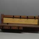 Coat Rack Wall Mount with Hooks & Shelf - Wooden Entryway Organizer for Hanging Coats, Keys, Hangers - Space Saving Durable Wood Holder for Hallway, Bedroom, Office-The Rattan Model