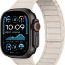 THWALK Magnetic Link Solo Loop Sport Silicone Bands Compatible with Apple Watch Ultra 3/2/1 49mm, Series 11/10 46/42mm, 9/8/7 45/41mm, SE 6/5/4 44/40mm, 3/2/1 42/38mm for Women Men (Starlight)