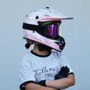 Youth Kids Dirt Bike Helmet for Boys & Girls,F001 Full Face Motorcycle Helmet for Off-Road ATV Street Riding Four Wheeler Mountain Bike with Goggles Gloves,DOT Approved(Pink Flame,M)