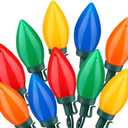 HAYATA Multi Color C9 Big Bulbs Classic Christmas Lights 50 LED 32ft Indoor Outdoor Home Yard Xmas Tree Decorations (Multi Color - 50LED)