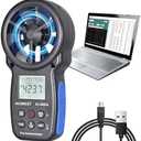 HVAC CFM Anemometer, AIOMEST Handheld Air Flow Meter Measuring Wind Speed/Airflow Velocity, Test Air Volume,Temperature, Humidity, Digital CFM Tester AI-866A with Real-Time USB Sync to PC