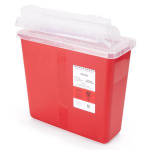 Alcedo Sharps Container for Home and Professional Use 5 Quart (Pack of 1), Biohazard Needle and Syringe Disposal, Mailbox Style Lid, Medical Grade