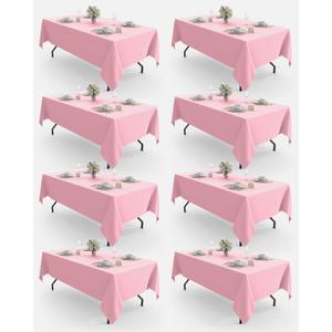 Pureegg Rectangle Table Cloth 60" x 84" 8 Packs, Durable Polyester Tablecloth Offers Reusable & Washable Protection, Ideal for Outdoor Party, Picnic, Wedding, Banquet and Birthday, Pink